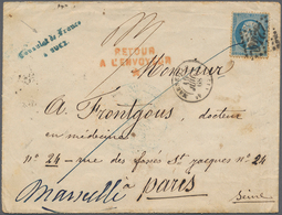 Ägypten: 1868. Envelope Written From The 'Consulat De France A Suez' With (consul Seal On Reverse An - 1866-1914 Khedivato Di Egitto