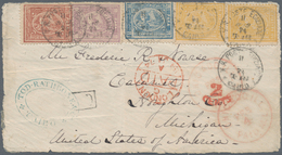 Ägypten: 1872 Third Issue (1st Printing) 5pa., 10pa., 20pa. And Two 2pi. Used On Cover Front 1874 Fr - 1866-1914 Khedivate Of Egypt