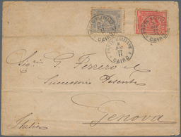 Ägypten: 1872 Third Issue (1st Printing) 20pa. Blue Along With 1pi. Rose On 1877 Cover From Cairo To - 1866-1914 Khedivaat Egypte