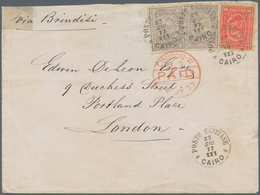 Ägypten: 1877 Cover From Cairo To London Via Brindisi, Franked By 3rd Issue 1pi. Red And Two 10pa. S - 1866-1914 Khedivate Of Egypt