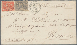 Ägypten: 1877 Cover From Cairo To Rome Via Alexandria And "Via Napoli" (endorsed In M/s), Franked 3r - 1866-1914 Khedivate Of Egypt