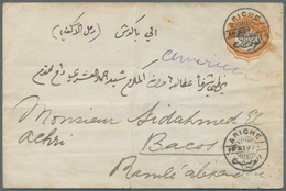 Ägypten: 1892, PS Envelope 2pia. Orange Used From Ariche To Alexandria, Cancelled With "ARICHE/19 XI - 1866-1914 Khedivato De Egipto