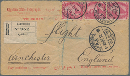 Ägypten: 1907. Registered 'Egyptian State Telegram' Envelope (tear At Top, Creased) Addressed To Eng - 1866-1914 Khedivate Of Egypt