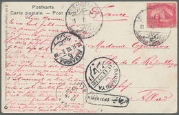 Ägypten: 1910. Picture Post Card To France Bearing SG 63, 5m Carmine Tied By 'Rural Service/ Rahmani - 1866-1914 Khedivato De Egipto