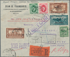 Ägypten: 1931. Registered Air Mail Envelope Addressed To 'Poste Restante, Cape Town' Bearing Yvert 7 - 1866-1914 Khedivate Of Egypt