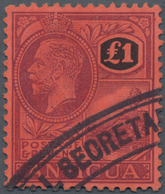 Antigua: 1922, KGV £1 Purple And Black/red Fine Used With Fiscal Cancel, SG. £ 400 For Postally Used - Antigua Y Barbuda (1981-...)