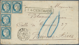 Argentinien: 1876. Envelope (stains And Hinges) Addressed To Buenos Aires Bearing France ‘Type Ceres - Sonstige & Ohne Zuordnung