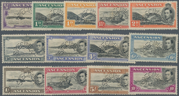 Ascension: 1938/1953, KGVI Definitives Complete Set Of 13 Perf. SPECIMEN, Mint Hinged With Heavy Ton - Ascension (Ile De L')