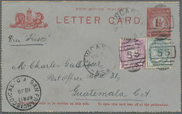 Neusüdwales: 1895, Letter Card 1 1/2d Uprated 1/2d, 1d Tied Barred Oval "55" From "NEWCASTLE MR 15 9 - Brieven En Documenten