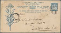 Neusüdwales: 1895, 1 1/2 D Stationery Card From NEWCASTLE 15.3.95 Via SAN FRANCISCO To Guatemala. Ra - Lettres & Documents