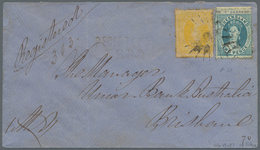 Queensland: 1870, Registered Letter Franked With Yellow "REGISTERED" Stamp And 2 D Victoria Pale Blu - Cartas & Documentos