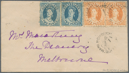 Queensland: 1871, Envelope From MARLBOROUGH Franked With 2 D Pale Blue And Deep Blue And 1 D Orange - Briefe U. Dokumente
