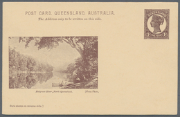 Queensland - Ganzsachen: 1898, Seven Different Pictorial Stat. Postcards QV 1d. Dark Brown With Pict - Covers & Documents