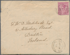 Tasmanien: 1895. Roughly Opend Envelope Addressed To Dublin, Ireland Bearing SG 217, 2½d Purple Tied - Cartas & Documentos