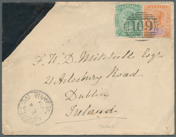 Tasmanien: 1898. Roughly Opend Envelope Addressed To Dublin, Ireland Bearing SG 145, 2d Green And SG - Cartas & Documentos