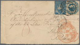 Victoria: 1859, 3d. Blue And 1s. Blue On Cover From Melbourne To "T.v.Sierakowski Chamberlain & Majo - Covers & Documents