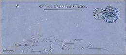 Victoria: 1867 (8.2.), FRANK STAMP: Pre-printed Long-size 'On Her Majesty's Service' Cover With Blue - Cartas & Documentos