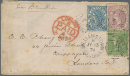 Victoria: 1874, 3-colour-franking 1,2 And 6 D QV Tied By "WILLIAMSTOWN VICTORIA JY 13 74" Postmark O - Brieven En Documenten