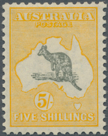 Australien: 1929, Kangaroo 5s. Grey And Yellow With Small Mult. Wmk., Mint Hinged, SG. £ 250 (BW. 45 - Otros & Sin Clasificación