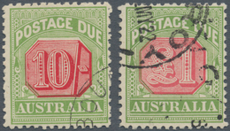 Australien - Portomarken: 1909, Postage Dues 10s. And £1 Rosine/yellow-green Both Good To Fine Used - Portomarken