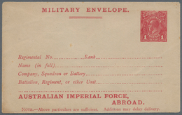 Australien - Ganzsachen: 1916/1917, Two Different KGV 1d. Red MILITARY ENVELOPES With Different Sett - Entiers Postaux