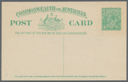 Australien - Ganzsachen: 1923, Two Different Postcards KGV 1½d. Emerald-green With And Without Footn - Enteros Postales