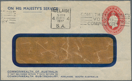 Australien - Ganzsachen: 1937/1940, Three PTPO Window Envelopes Headed 'ON HIS MAJESTY'S SERVICE' Wi - Postwaardestukken