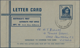 Australien - Ganzsachen: 1962 (22.9.), Lettercard QEII 5d. Dark Blue With Additonal Boxed Printing ' - Postwaardestukken