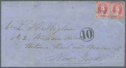 Bahamas: 1875: Two Singles Of  QV 4d. Rose On Part (front) Of A Double Weight Cover To New York, Tie - 1963-1973 Autonomie Interne