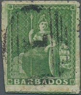Barbados: 1861-70 No Wmk 1/2d Yellowish-green, Perf. 12½, Used, Minimally Toned, (Mi€1.000,-). - Barbados (1966-...)