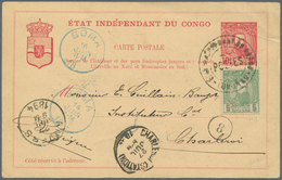 Belgisch-Kongo: 1894. Belgian Congo Postal Stationery Card 10c Carmine Upgraded With Yvert 6, 5c Gre - Other & Unclassified