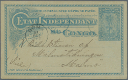 Belgisch-Kongo: 1900, Stationery Card 15c. Blue Asking Part, Commercially Used With Full Message, Wr - Other & Unclassified