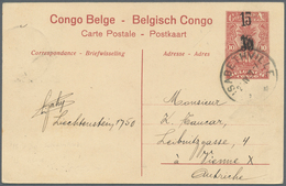 Belgisch-Kongo: 1917. Belgian Congo Postal Stationery Post Card '15 On 10c' Brown-red (double Surcha - Autres & Non Classés