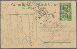 Belgisch-Kongo: 1918, Stationery Picture-card 5 C (Rutshuru Le Poste) With Overprint "EST AFRICAIN A - Autres & Non Classés