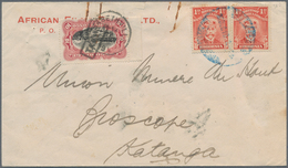 Belgisch-Kongo - Portomarken: 1919. Envelope (traces) Addressed To Katanga, Belgian Congo Bearing Rh - Lettres & Documents