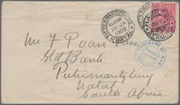 Bermuda-Inseln: 1901. Envelope (tear At Right) Addressed To Natal Bearing Bermuda SG 22, 1d Rose Tie - Bermudas