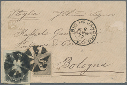 Brasilien: 1866, 60 R Black "verticais", Perforated 13 1/4, Together With 200 R Black "Pedro II.", T - Other & Unclassified