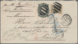 Brasilien: Envelope Addressed To Paris Bearing 'Goats Eye' Yvert 14a, 60r Black And 'Dom Pedro' Yver - Other & Unclassified