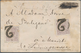 Brasilien: 1884, Pedro II 100 R Light-lilac Two Stamps On Envelope Tied By Numeral "2" Sent With Cds - Other & Unclassified