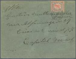 Brasilien: 1891/1892, Allegory 100r. Blue/red With INVERTED CENTRE, Single Franking On Cover From "R - Andere & Zonder Classificatie