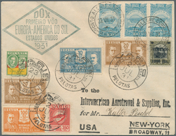 Brasilien - Privatflugmarken Varig: 1931 VARIG 350r. Red On DOX Cover From Porto Alegre To New York, - Airmail (Private Companies)
