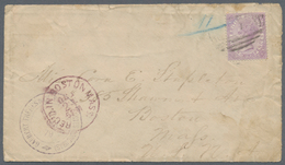 Britisch-Honduras: 1879, 4d. Mauve, Wm Crown CC, Single Franking On Cover To Boston/USA, Sender's Ca - Honduras Britannique (...-1970)