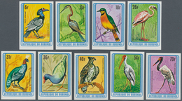 Burundi: 1979, Birds Complete IMPERFORATE Set Of Nine Airmail Stamps, Mint Never Hinged And Very Sca - Other & Unclassified