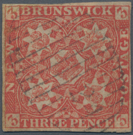 Neubraunschweig: 1851, Royal Crown And Heraldic Flowers 3d. Bright Red Imperforate With Full Margins - Cartas & Documentos