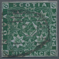 Neuschottland: 1857, Crown And Heraldic Flowers 6d. Deep Green Imperforate With Good Margins Around - Covers & Documents