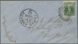 Neuschottland: 1860 8½c. Yellow-green On Yellowish Paper, Used On Cover From Halifax To New York Via - Covers & Documents