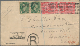 Canada: 1870, Pair 2 C Green And Jubilee 1897, Pair 3 C Carmine In Registered Envelope (upper Backfl - Sonstige & Ohne Zuordnung