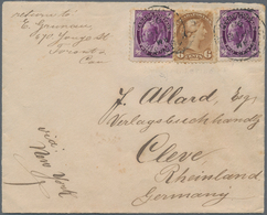 Canada: 1870, QV 6 C Yellow-brown And 1897, 2x QV 2 C Violet On Envelope Sent From "TORONTO AP 18 97 - Other & Unclassified