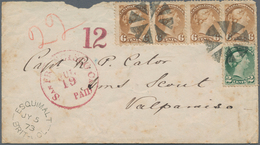 Canada: 1873. Envelope (roughly Opened, Flap Partly Missing, Soiled) Addressed To Valparaiso, Chile - Andere & Zonder Classificatie