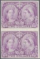 Canada: 1897, Jubilee $2 Violet, Imperforate Proof Pair, Issued Design And Colour On Cardboard. - Altri & Non Classificati